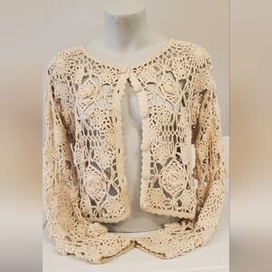 Crochet Flower Cardigan Sweater